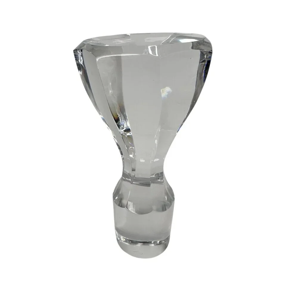 Decanter Crystal Cut Glass European MCM Starburst Diamond Pattern W/ Stopper 13